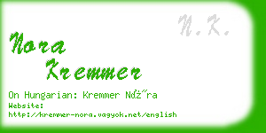 nora kremmer business card